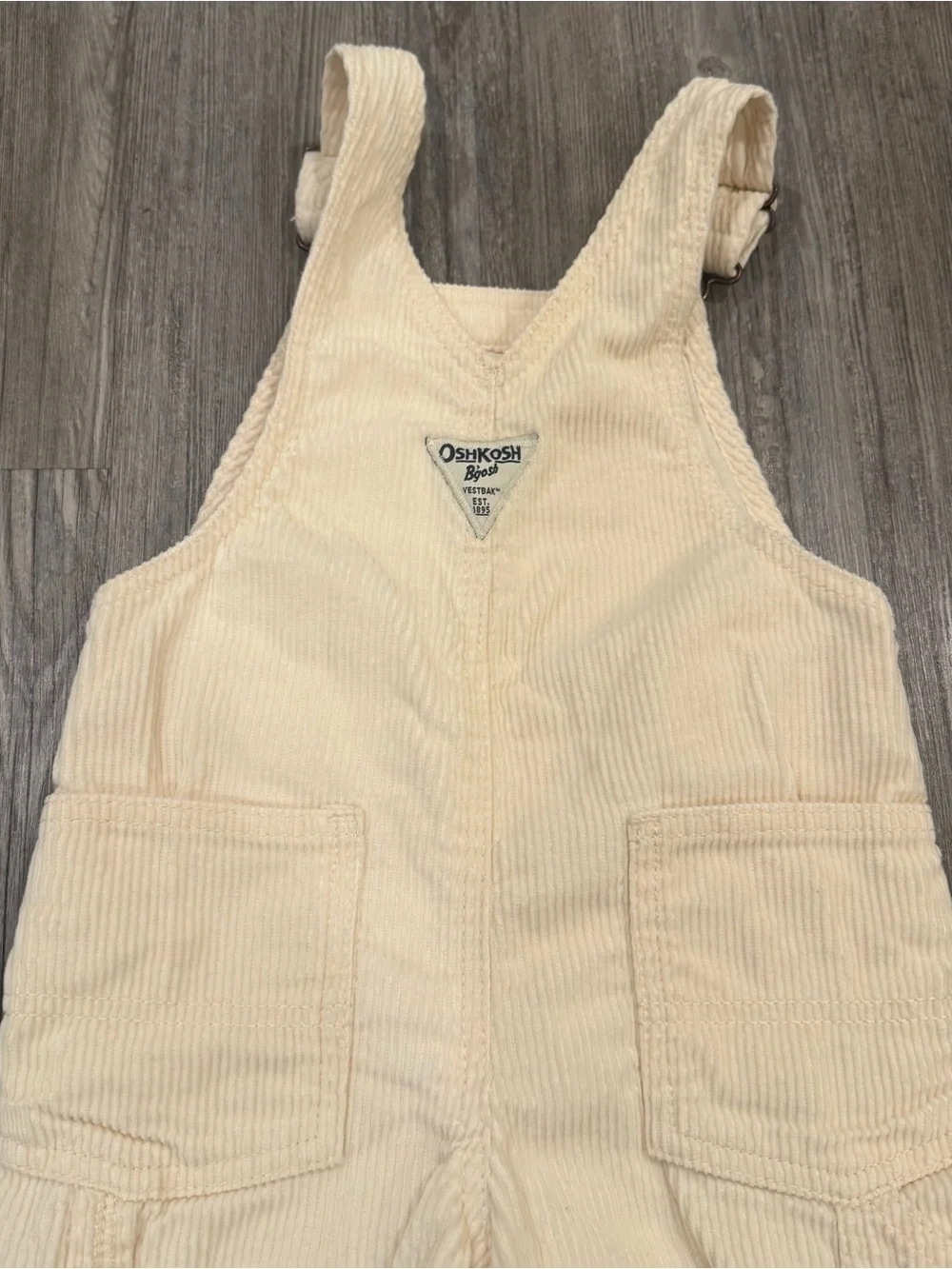 OshKosh B’gosh Vestbak Overalls 3T Cream Ivory Corduroy Bib Toddler Kids